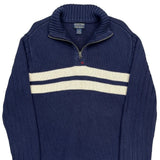 Polo By Ralph Lauren Striped 1/4 Zip - XL Blue Cotton