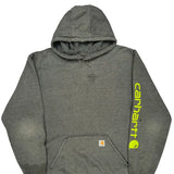 Carhartt Spellout Hoodie - XL Grey Cotton Blend