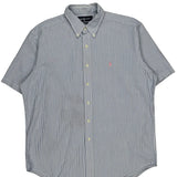 Ralph Lauren Striped Short Sleeve Shirt - Large Blue Cotton