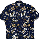 Rokok Floral Hawaiian Shirt - Large Brown Cotton