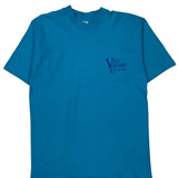 Single Stitch Fruit Of The Loom Graphic T-Shirt - Large Blue Cotton