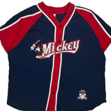 Mickey Mouse Baseball Theme Disney Cartoon Jersey - 2XL Navy Cotton