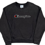 Reverse Weave Champion Spellout Sweatshirt - Medium Black Cotton