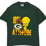 Green Bay Packers Looney Tunes Graphic T-Shirt - Large Green Cotton