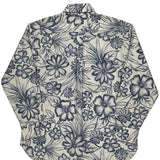 Tommy Hilfiger Floral Hawaiian Shirt - Large Blue Cotton