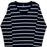 Tommy Hilfiger Striped Long Sleeve T-Shirt - 2XL Navy Cotton