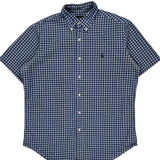 Ralph Lauren Checked Short Sleeve Shirt - Medium Blue Cotton