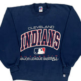 Made In USA Cleveland Indians Russell Athletic Mlb Sweatshirt - Large Navy Cotton