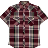 Wrangler Checked Short Sleeve Shirt - Medium Burgundy Cotton