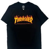 Flame Logo Thrasher Graphic T-Shirt - Medium Black Cotton
