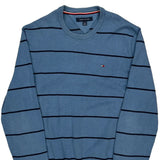 Tommy Hilfiger Striped Sweater - Large Blue Cotton