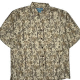 Bermuda Bay Floral Hawaiian Shirt - Large Brown Silk