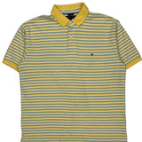 Tommy Hilfiger Striped Polo Shirt - Large Blue Cotton
