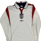 England 2003-05 Umbro Home Long Sleeved Football Shirt - Small Red Polyester