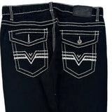 True Luck Contrast Stitch Jeans - 34W UK 12 Black Cotton Blend