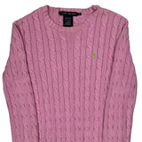 Ralph Lauren Cable Knit Sweater - Small Pink Cotton