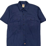 Dickies Short Sleeve Shirt - Large Navy Cotton
