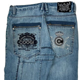 Coogi Wide Leg Graphic Jeans - 33W 31L Blue Denim