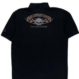 Skull Logo Harley Davidson Graphic Polo Shirt - Large Black Cotton