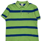Lacoste Striped Polo Shirt - Large Blue Cotton