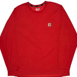 Carhartt Long Sleeve T-Shirt - 2XL Red Cotton