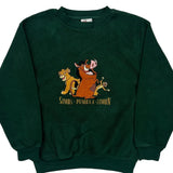 Simba Pumbaa Timon Disney Cartoon Sweatshirt - Large Green Polyester