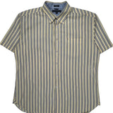 Tommy Hilfiger Striped Short Sleeve Shirt - XL Blue Cotton