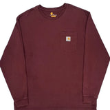 Carhartt Long Sleeve T-Shirt - XL Burgundy Cotton