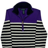 Ralph Lauren Striped 1/4 Zip - Small Purple Cotton