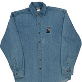 Mickey Mouse Embroidery Disney Cartoon Denim Shirt - Small Blue Cotton