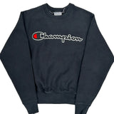 Reverse Weave Champion Spellout Sweatshirt - Small Black Cotton