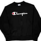Reverse Weave Champion Spellout Sweatshirt - Large Black Cotton