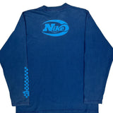 Made In USA Nike Graphic Long Sleeve T-Shirt - Large Blue Cotton