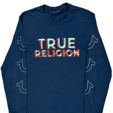 True Religion Long Sleeve T-Shirt - XL Blue Cotton