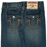 True Religion Contrast Stitch Denim Shorts - 34W 12L Blue Cotton