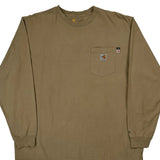 Carhartt Long Sleeve T-Shirt - XL Khaki Cotton
