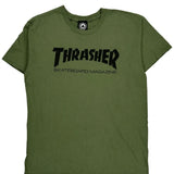 Thrasher Graphic T-Shirt - Large Green Cotton