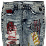 Unbranded Graphic Jeans - 34W 30L Light Wash Cotton