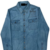 Harley Davidson Graphic Denim Shirt - Medium Blue Denim