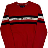 Tommy Hilfiger Striped Sweater - Small Red Cotton