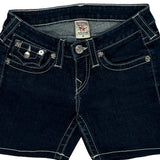 True Religion Contrast Stitch Denim Shorts - 25W US 0 Dark Wash Cotton