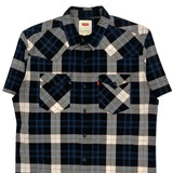 Levis Checked Short Sleeve Shirt - Small Blue Cotton