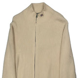 Ralph Lauren Ribbed Knit Zip Up - 2XL Cream Cotton