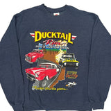 Ducktail Run Rod & Custom Show Hanes Graphic Sweatshirt - Medium Blue Cotton Blend
