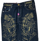 Christian Audigier Graphic Jeans - 36W 32L Blue Denim