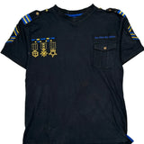 Military Style Bare Fox Graphic T-Shirt - 3XL Black Cotton