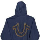 True Religion Contrast Stitch Hoodie - Large Blue Cotton Blend