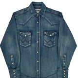 Wrangler Denim Shirt - Small Blue Cotton