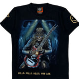 Skeleton Guitarist Rock Eagle Single Stitch T-Shirt - Medium Black Cotton