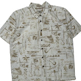 Tommy Bahama Hawaiian Shirt - Large Beige Cotton